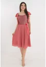 Rochie clos roz cu trandafir satinat
