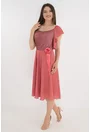 Rochie clos roz cu trandafir satinat