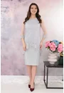 Rochie de ocazie din lurex cu pelerina din tulle si broderie gri