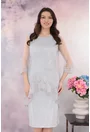 Rochie de ocazie din lurex cu pelerina din tulle si broderie gri