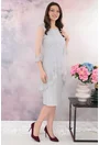 Rochie de ocazie din lurex cu pelerina din tulle si broderie gri