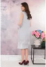 Rochie de ocazie din lurex cu pelerina din tulle si broderie gri