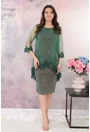 Rochie de ocazie din lurex cu pelerina din tulle si broderie verde