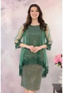 Rochie de ocazie din lurex cu pelerina din tulle si broderie verde