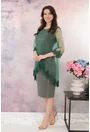 Rochie de ocazie din lurex cu pelerina din tulle si broderie verde