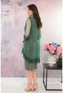 Rochie de ocazie din lurex cu pelerina din tulle si broderie verde