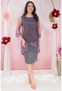Rochie de ocazie din lurex cu pelerina din tulle si broderie violet