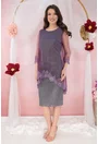 Rochie de ocazie din lurex cu pelerina din tulle si broderie violet