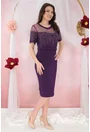 Rochie de ocazie din lurex mov cu strasuri si tulle la decolteu