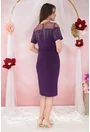 Rochie de ocazie din lurex mov cu strasuri si tulle la decolteu