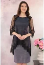 Rochie de ocazie din lurex violet cu pelerina din tulle si broderie negre
