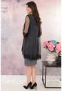 Rochie de ocazie din lurex violet cu pelerina din tulle si broderie negre
