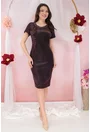 Rochie de ocazie din lurex violet cu strasuri la decolteu si broderie