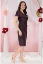 Rochie de ocazie din lurex violet cu strasuri la decolteu si broderie