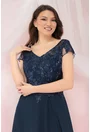 Rochie de seara bleumarin cu broderie si paiete