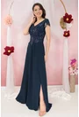 Rochie de seara bleumarin cu broderie si paiete