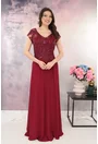 Rochie de seara bordo cu broderie si paiete