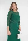 Rochie de seara verde-smarald cu strasuri si broderie