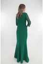 Rochie de seara verde-smarald cu strasuri si broderie