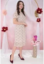 Rochie diafana din voal bej cu print floral discret
