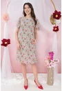 Rochie diafana din voal gri cu print floral orange
