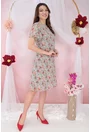 Rochie diafana din voal gri cu print floral orange