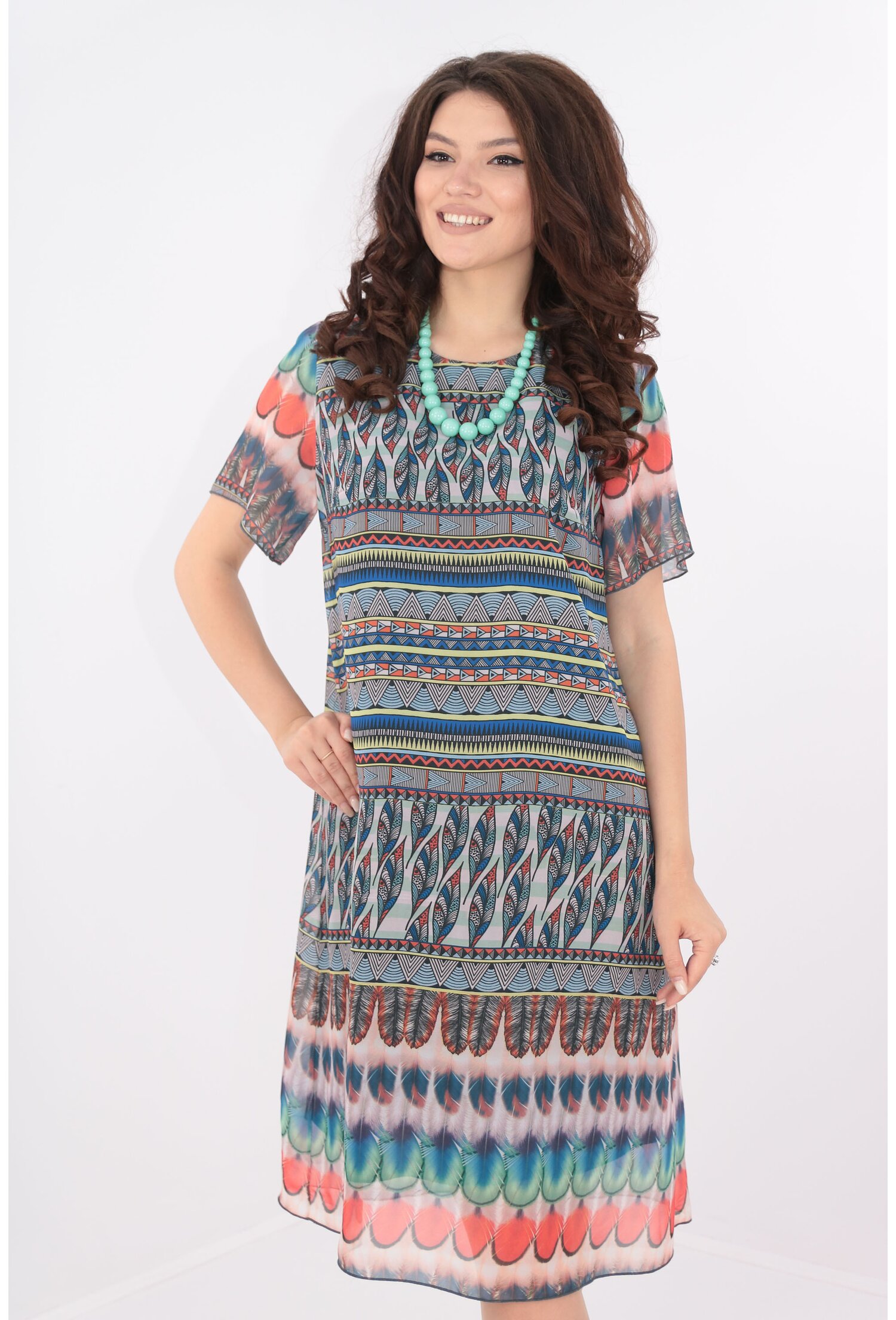 Rochie diafana din voal multicolor