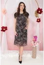 Rochie diafana din voal negru cu print floral discret