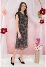 Rochie diafana din voal negru cu print floral discret