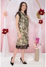 Rochie diafana din voal olive cu animal print