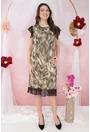 Rochie diafana din voal olive cu animal print