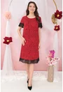 Rochie diafana din voal rosu cu animal print negru