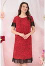 Rochie diafana din voal rosu cu animal print negru