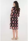 Rochie din tull cu print geometric negru-corai