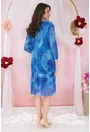 Rochie din tulle albastru-regal cu print abstract si volanas la tiv