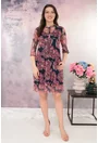 Rochie din tulle bleumarin cu imprimeu floral roz