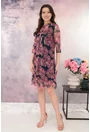 Rochie din tulle bleumarin cu imprimeu floral roz