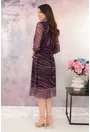 Rochie din tulle cu decolteu suprapus si print abstract violet-maro