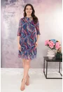 Rochie din tulle cu imprimeu abstract roz-albastru