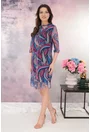 Rochie din tulle cu imprimeu abstract roz-albastru