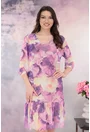 Rochie din tulle cu imprimeu floral lila si volanas la tiv
