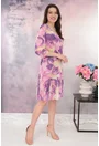 Rochie din tulle cu imprimeu floral lila si volanas la tiv