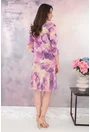Rochie din tulle cu imprimeu floral lila si volanas la tiv
