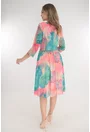 Rochie din tulle cu print abstract corai-turcoaz