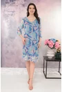 Rochie din tulle cu print abstract roz-bleu si volanas la tiv
