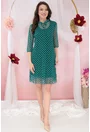 Rochie din tulle verde cu imprimeu cu buline albe