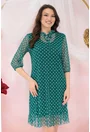 Rochie din tulle verde cu imprimeu cu buline albe