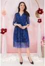 Rochie din tulle violet cu decolteu suprapus si print floral