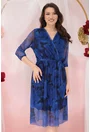 Rochie din tulle violet cu decolteu suprapus si print floral