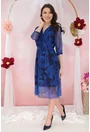 Rochie din tulle violet cu decolteu suprapus si print floral